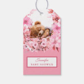 Delicate Roos Teddybeer Baby Shower Cadeaulabel (Voorkant)