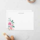 délicate rose florale roses Papier à lettres Carte (Devant/Arrière en situation)