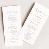 Delicate Rose Gold Calligraphy Wedding Programme