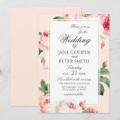 Delicate Roses floral Wedding Invitation (Devant / Derrière)