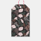 Delicate Roze Anjers met Groene Bladeren Bloemen Cadeaulabel (Voorkant)