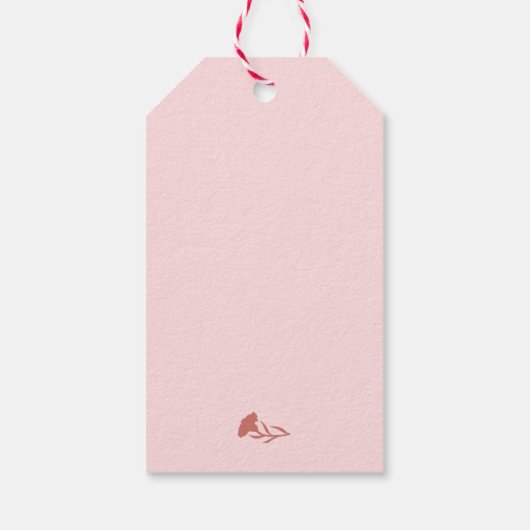Delicate Roze Anjers met Groene Bladeren Bloemen Cadeaulabel (Achterkant)