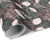Delicate Roze Anjers met Groene Bladeren Bloemen Cadeaupapier (Rol Hoek)
