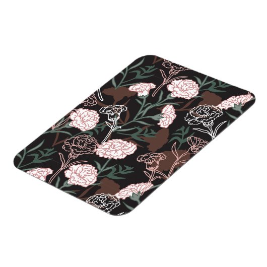 Delicate Roze Anjers met Groene Bladeren Bloemen Magneet (Linkerzijde)