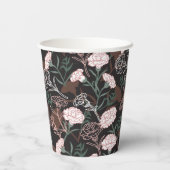 Delicate Roze Anjers met Groene Bladeren Bloemen Papieren Bekers (Achterkant)