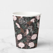 Delicate Roze Anjers met Groene Bladeren Bloemen Papieren Bekers (Rechts)