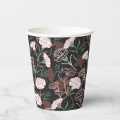 Delicate Roze Anjers met Groene Bladeren Bloemen Papieren Bekers (Voorkant)