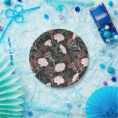 Delicate Roze Anjers met Groene Bladeren Bloemen Papieren Bordje (Feest)