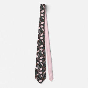 Delicate Roze Anjers met Groene Bladeren Bloemen Stropdas