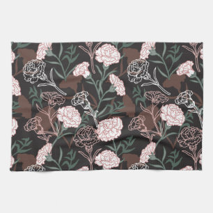 Delicate Roze Anjers met Groene Bladeren Bloemstuk Theedoek