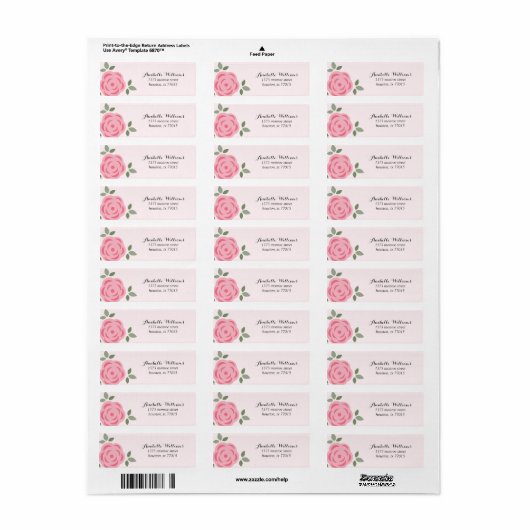 Delicate roze bloemen etiket (Full Sheet)