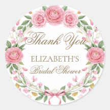 Delicate Roze Bloemenkrans Script Bedankt