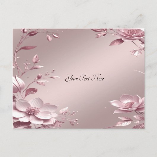 Delicate Roze Bloemige Briefkaart (Voorkant)