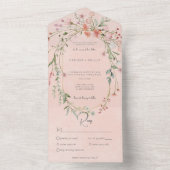 Delicate Roze Blush Rustieke Wildbloemen Diner All In One Uitnodiging (Binnen)