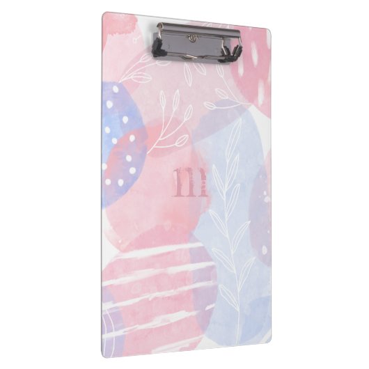 Delicate Roze en Blauwe Abstracte Waterverf Vorm Klembord (Rechts)