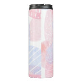 Delicate Roze en Blauwe Abstracte Waterverf Vorm Thermosbeker (Achterkant)
