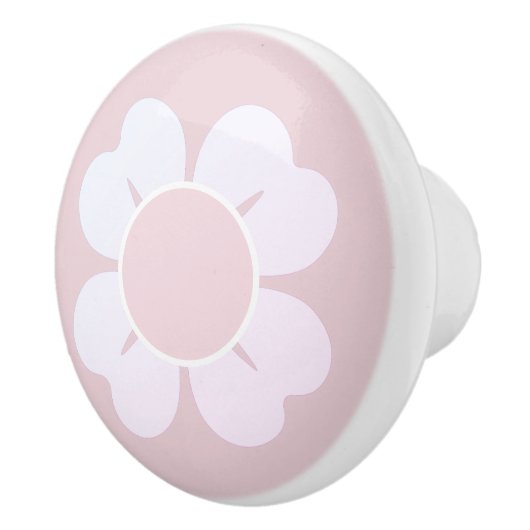 Delicate roze en witte bloem keramische knop (Rechts)