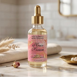 Delicate Roze Glitter & Gouden Dripfles Etiket 