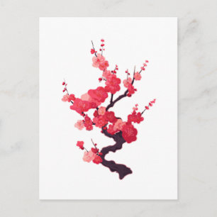 Delicate Roze Japanse Kersboomtak Briefkaart