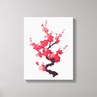 Delicate Roze Japanse Kersenboomtak Canvas Afdruk