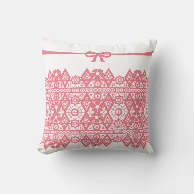 Delicate roze kant kussen (Voorkant)