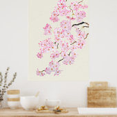 Delicate Roze kersenbloesem waterverf 2024 Poster (Keuken)