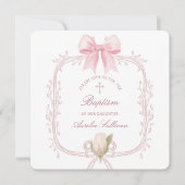 Delicate roze Lijst doopplein Kaart (Voorkant)