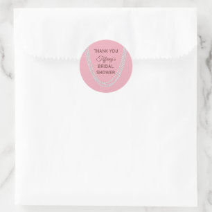 Delicate Roze Parels Bruiloft Feest Bedankt Ronde Sticker