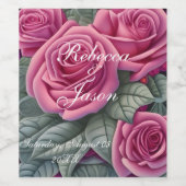 Delicate Roze Pastel Trouwrozen Wijn Etiket (Enkel label)