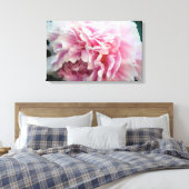 Delicate Roze Pioen Bloemen Verpakte Canvas Print (Insitu (Slaapkamer))