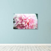 Delicate Roze Pioen Bloemen Verpakte Canvas Print (Insitu (Houten vloer))