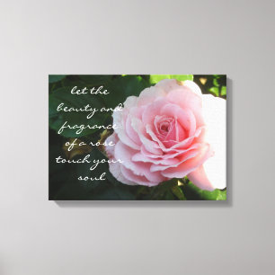 Delicate Roze Roos met Spreuk Canvas Afdruk