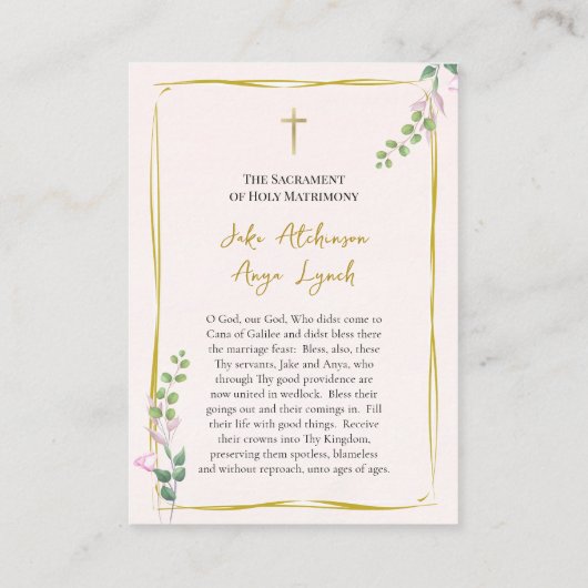 Delicate Roze Rozen Orthodox Bruiloft Gebed Kaart Plaatskaartje (Achterkant)