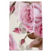 Delicate Roze Rozen Vintage Medium Cadeauzakje (Achterkant)