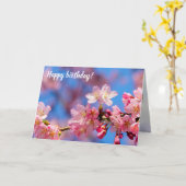 Delicate roze Sakura Flowers in Springtime Kaart (Gele Bloem)