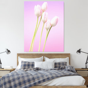 Delicate Roze Tulpen Uitgerekt Canvas Print