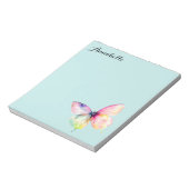 Delicate roze vlinder in pastel regenboog kleuren notitieblok (Gedraaid)