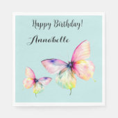 Delicate roze vlinder in pastel regenboog kleuren servet (Voorkant)