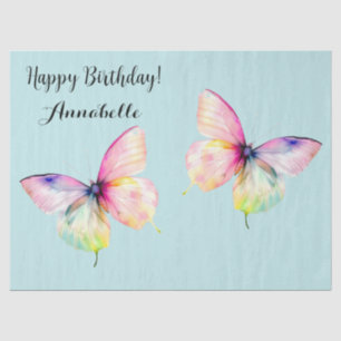 Delicate roze vlinder in pastel regenboog kleuren tissuepapier