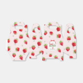 Delicate Roze Waterverf Aardbei Eerste Verjaardag Bedankdoosjes (Uitgevouwen)