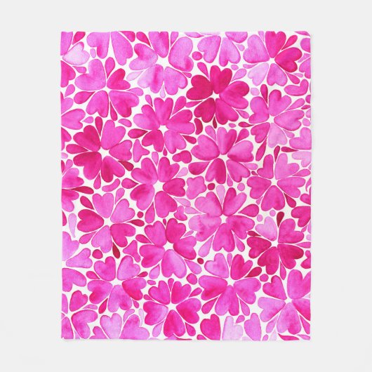 Delicate roze Waterverf Flowers Fleece Deken (Voorkant)