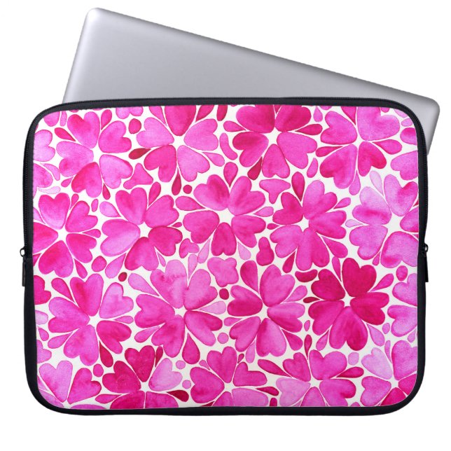 Delicate roze Waterverf Flowers Laptop Sleeve (Voorkant)