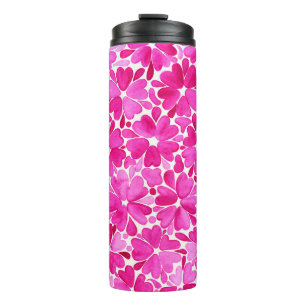 Delicate roze Waterverf Flowers Thermosbeker