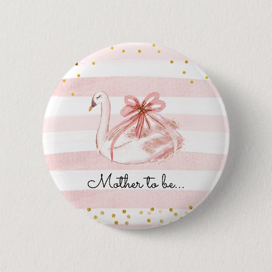 Delicate roze Waterverf Zwanmoeder om Button te wo (Voorkant)