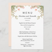 Delicate roze weide bloemen Bruiloft of Feest Menu (Voorkant / Achterkant)