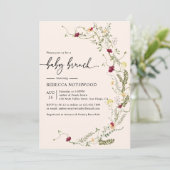 Delicate Rustic Wildflower Baby Brunch Invitation Kaart (Staand voorkant)