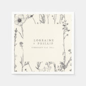 Delicate rustieke wilde bloemen bruiloft servet (Voorkant)