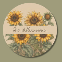 Delicate rustieke zonnebloemen monogram