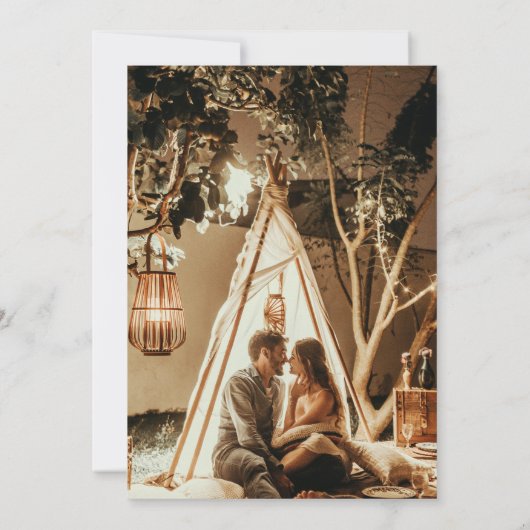 Delicate SageGreen Botanische Bloemen Bruiloft Uit Kaart (Achterkant)