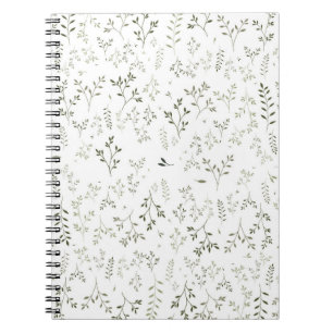 Delicate Saliegroene Ditsy Botanische Patroon Notitieboek